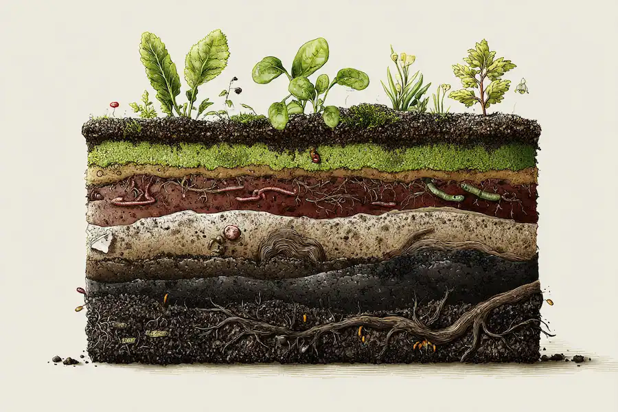 jardin biologique en couches avec biochar
