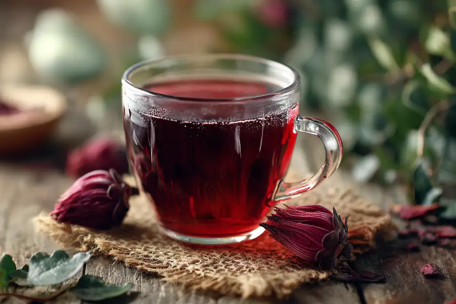 roselle tea hibiscus drink natural wellness herbal remedy
