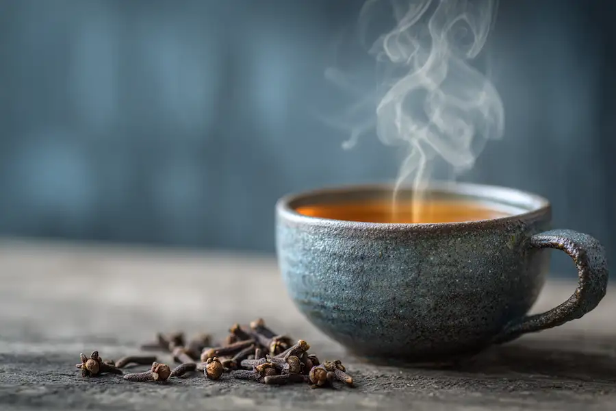 cloves tea cup steam healthy setup