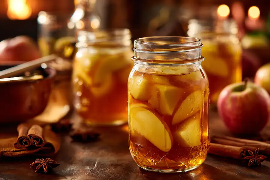 pots de garniture pour tarte aux pommes en conserve faits maison