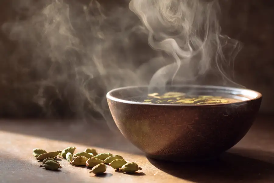 domowy sposób na inhalację parową kardamonem