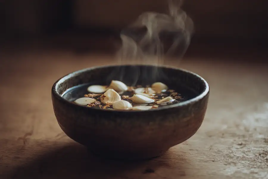 garlic cloves boiling antimicrobial tea