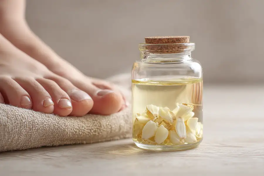 olej z czosnkiem dla zdrowia paznokci u stóp