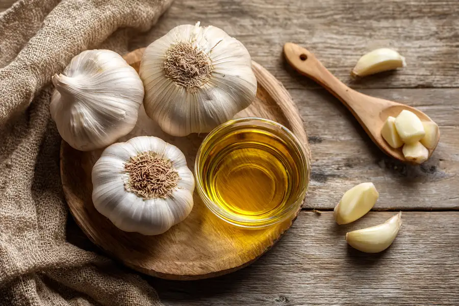 garlic natural remedies flatlay