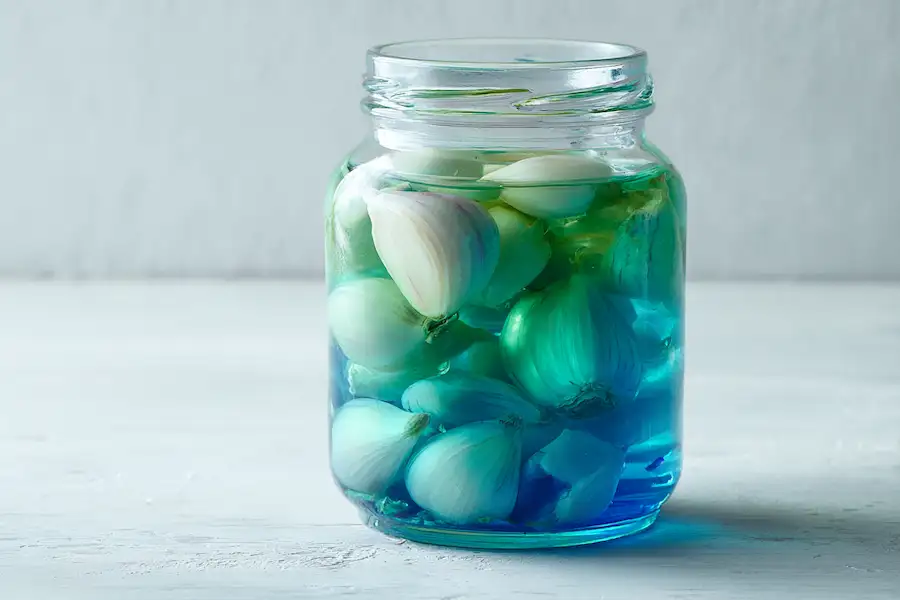 fermentacja czosnku laba, niebiesko-zielonego octu