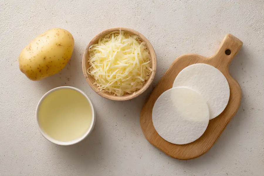 potato juice skincare flatlay