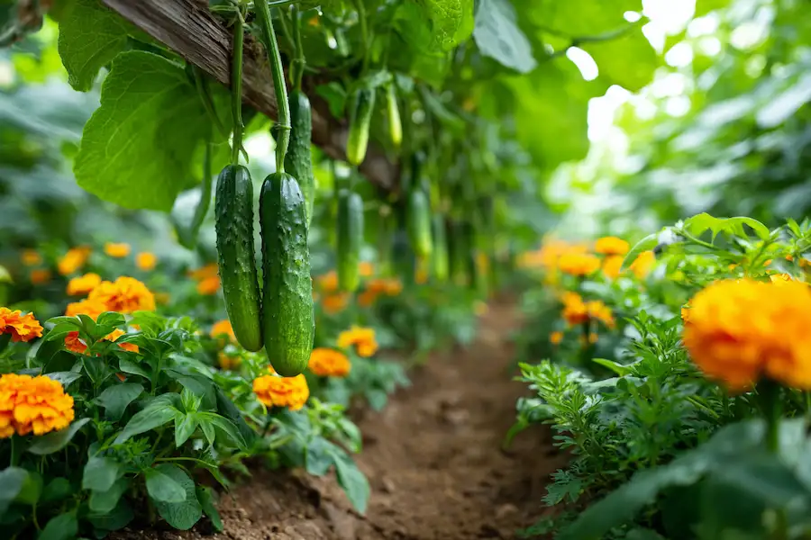 concombres aux soucis et basilic