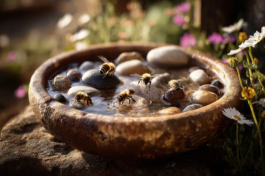 diy bee boat rocks water