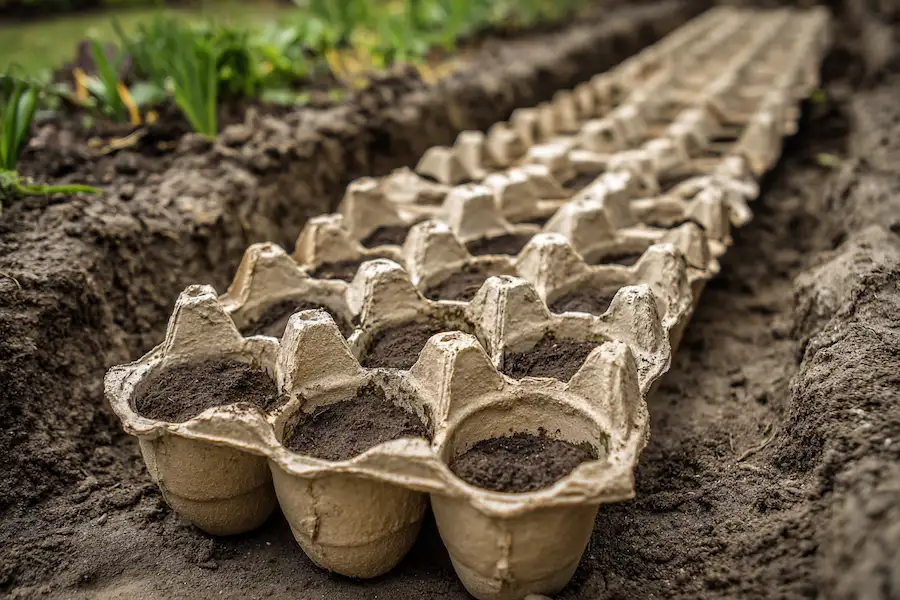 tranchée de plantation de bulbes de carton à œufs