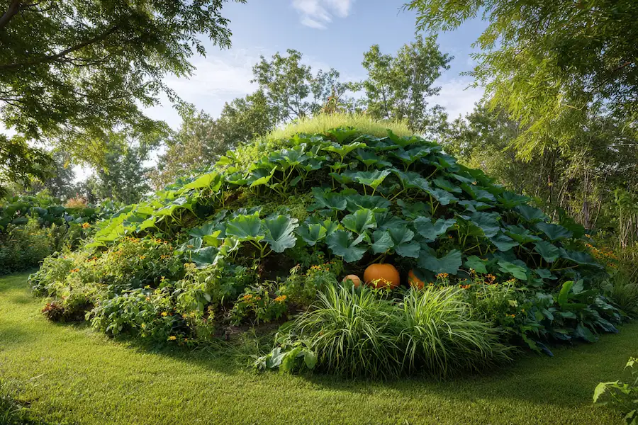 récolte du potager hugelkultur