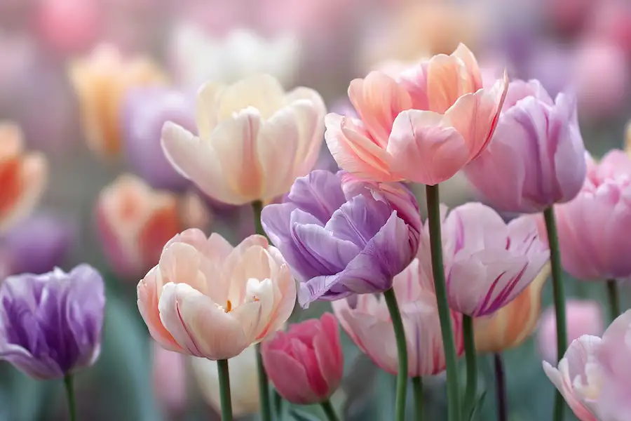 pastel tulips multicolor bouquet