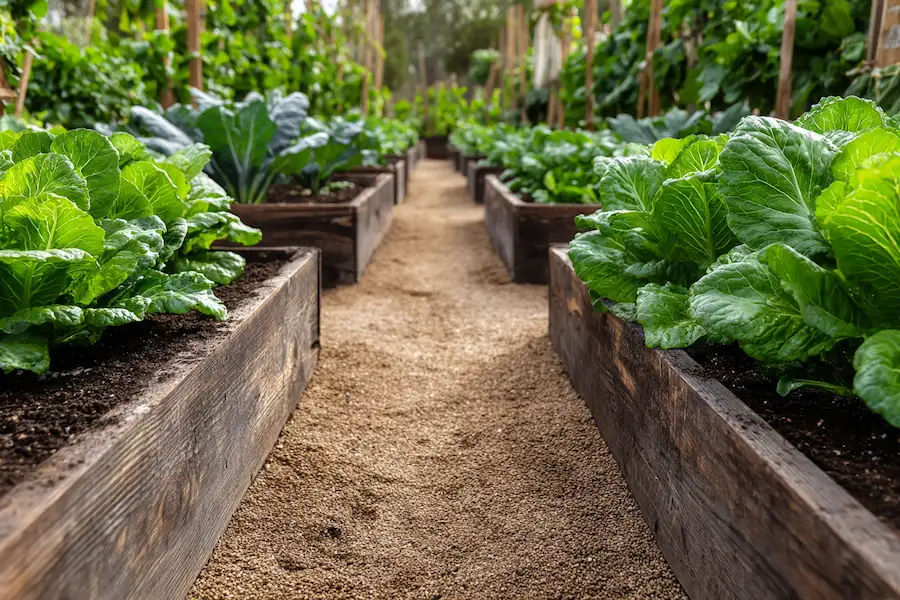 properly spaced garden bed pathways