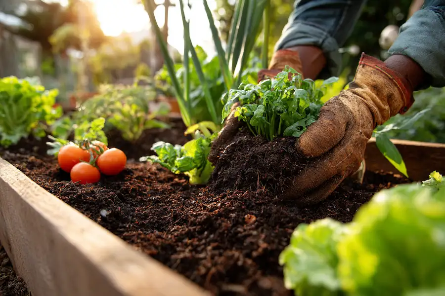 compost based fertilizing home garden