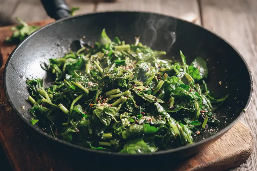 cooking broadleaf plantain flowering shoots
