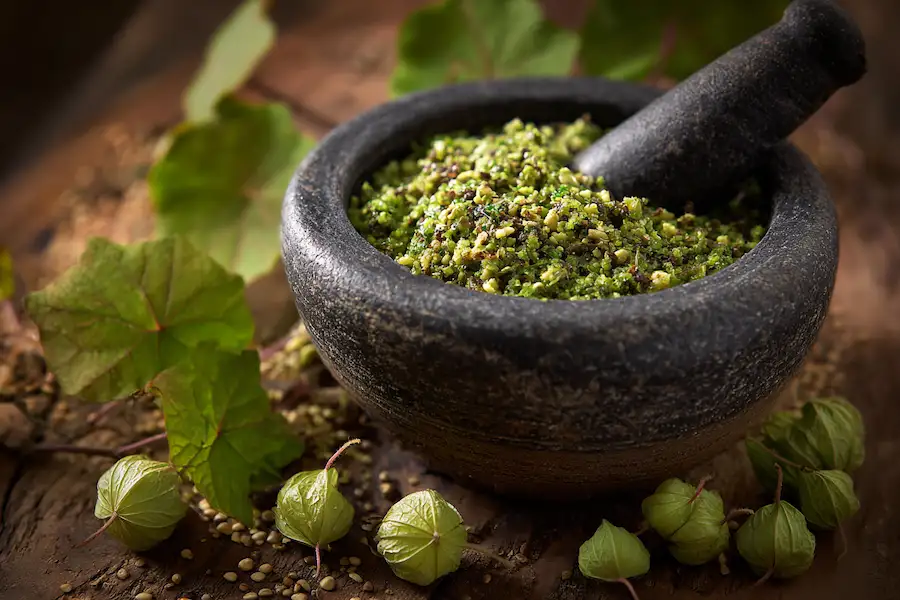 crushed nasturtium seeds herbal preparation