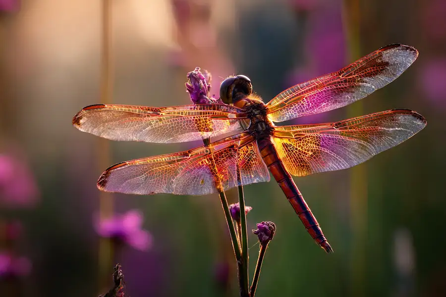 dragonfly perched garden plant