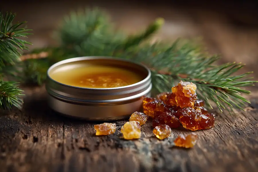 homemade pine resin salve tin