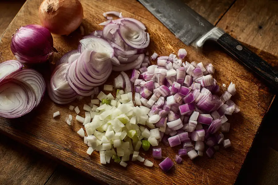 méthodes de coupe de l'oignon composés de santé
