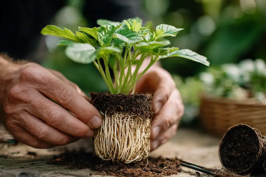 boutures de plantes enracinées prêtes à être transplantées